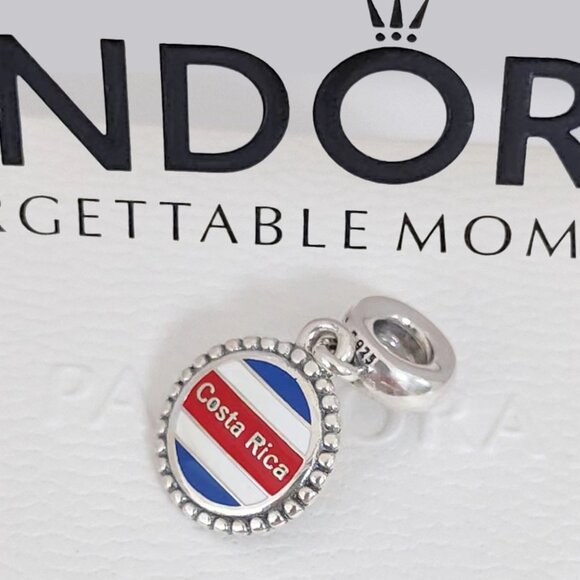 Pandora Costa Rica Flag Dangle Charm Exclusive Travel Destination S925 Silver - Picture 1 of 9